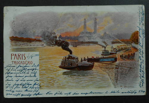 Paris trocadero litho 1900 - paris,