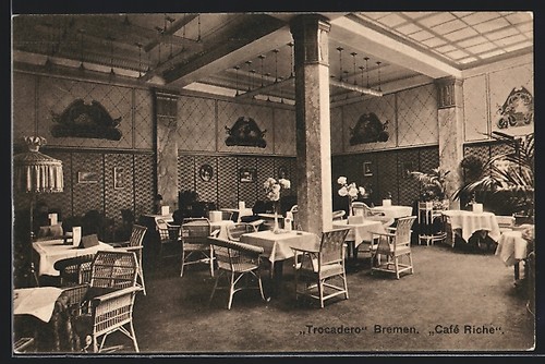 Ansichtskarte bremen cafe - ansichtskarte, bremen,