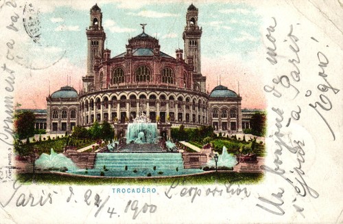Paris trocadero farb - trocadero,, farb-litho